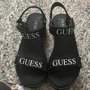 GUESS Black Logo Strap Sandals